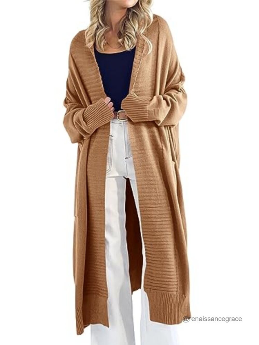 Womens Oversized Chunky Knit Long Cardigan Sweater Coat with Pockets